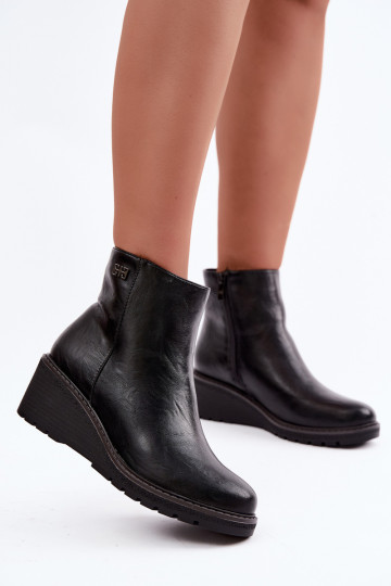 sich Zuarm laufen Stiefel mit einer Plattform Zum Schloss schZuarze Farbe Larisae 2