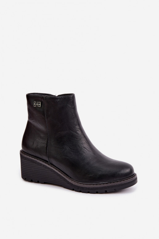 sich Zuarm laufen Stiefel mit einer Plattform Zum Schloss schZuarze Farbe Larisae