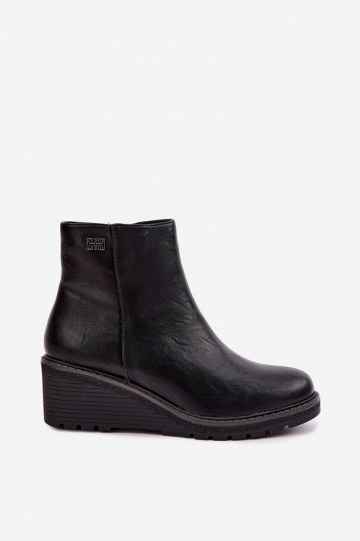 sich Zuarm laufen Stiefel mit einer Plattform Zum Schloss schZuarze Farbe Larisae
