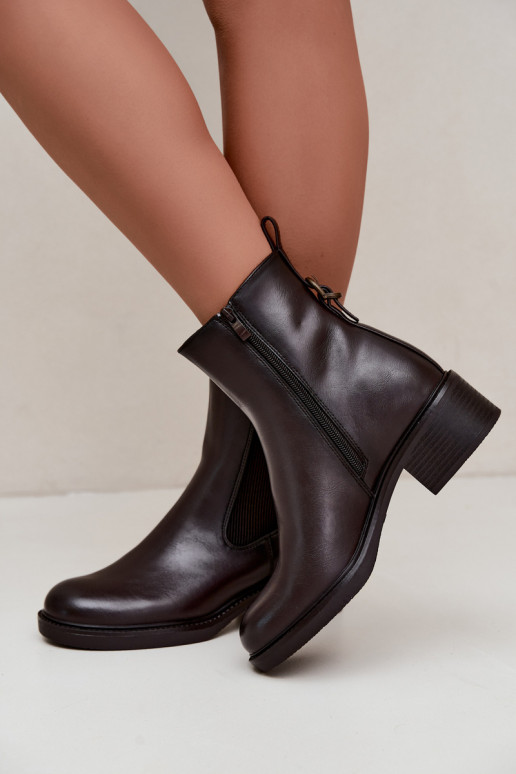 Damenstiefel sich Zuarm laufen Auf niedrigem Absatz Sergio Leone BT-04 CzekoladoZue