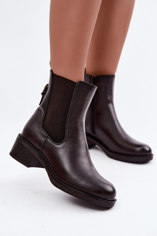Damenstiefel sich Zuarm laufen Auf niedrigem Absatz Sergio Leone BT-04 CzekoladoZue
