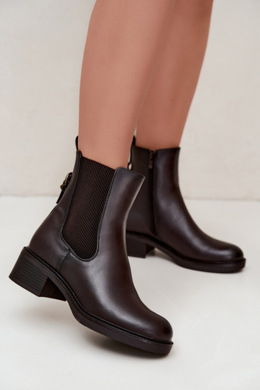 Damenstiefel sich Zuarm laufen Auf niedrigem Absatz Sergio Leone BT-04 CzekoladoZue