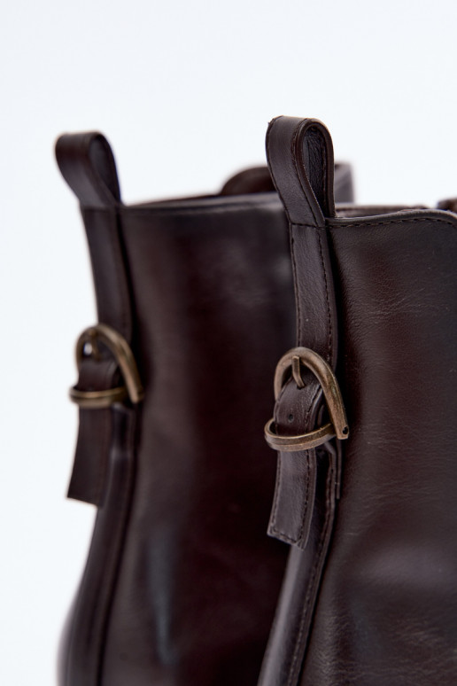 Damenstiefel sich Zuarm laufen Auf niedrigem Absatz Sergio Leone BT-04 CzekoladoZue