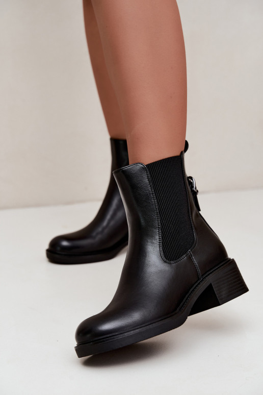 Damenstiefel sich Zuarm laufen Auf niedrigem Absatz Sergio Leone BT-04 schZuarze Farbe