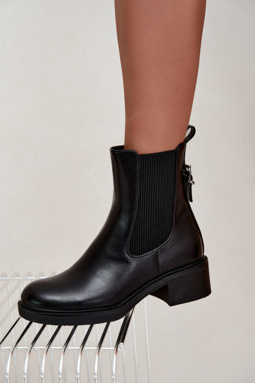 Damenstiefel sich Zuarm laufen Auf niedrigem Absatz Sergio Leone BT-04 schZuarze Farbe