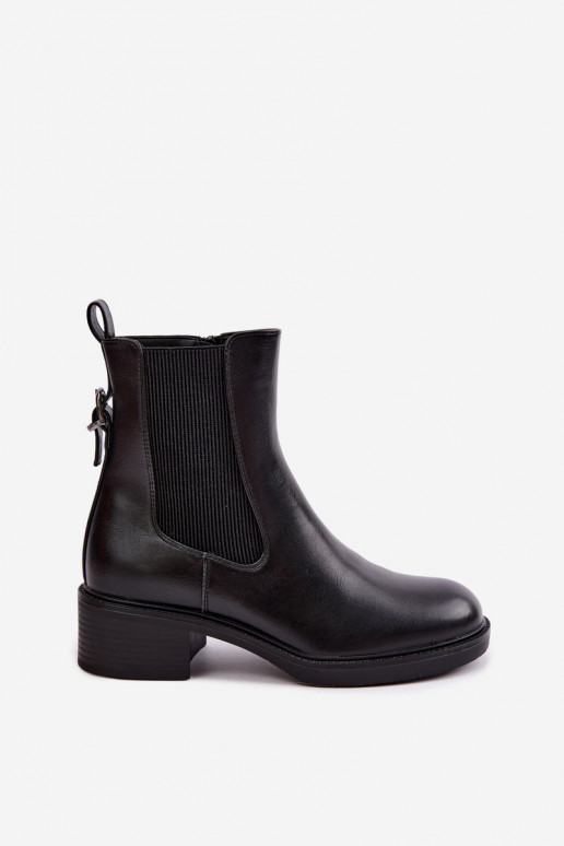 Wärmende schwarze Damen-Stiefeletten mit niedrigem Absatz Sergio Leone BT-04