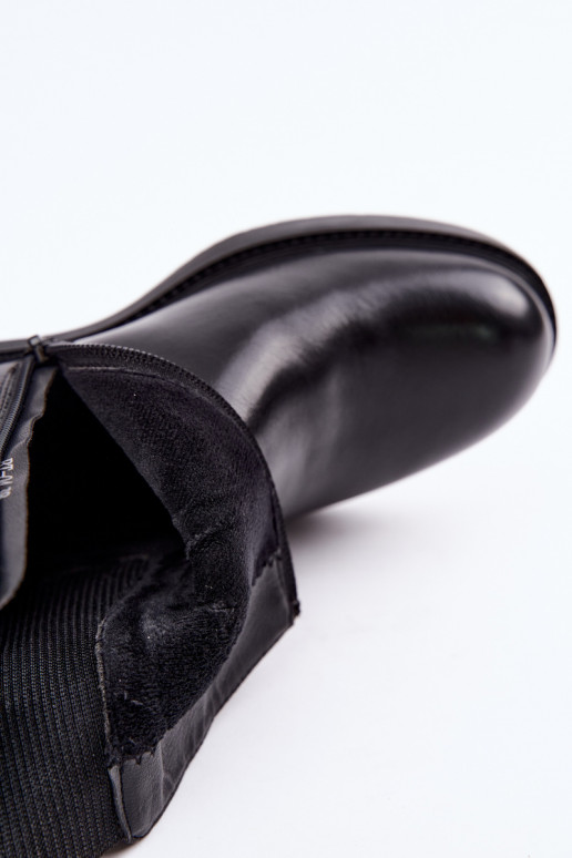Wärmende schwarze Damen-Stiefeletten mit niedrigem Absatz Sergio Leone BT-04