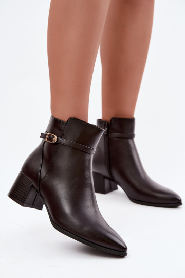 Damenstiefel mit Absätzen sich Zuarm laufen mit Schnallen Sergio Leone BT-33 CzekoladoZue 2
