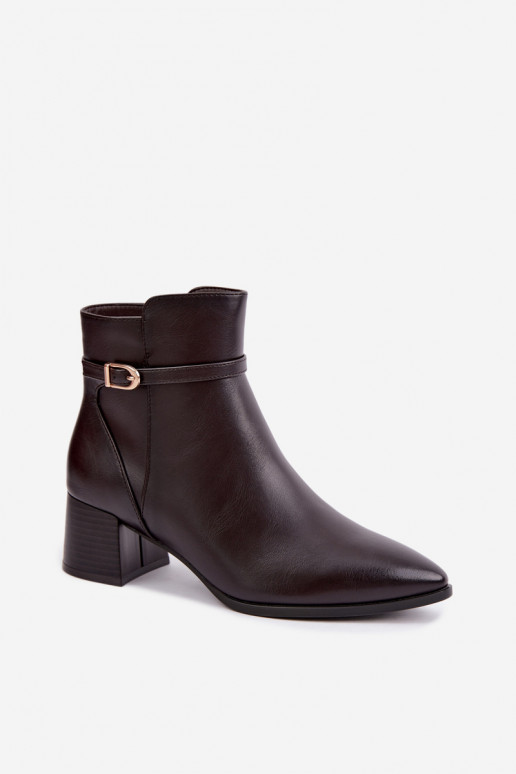 Damenstiefel mit Absätzen sich Zuarm laufen mit Schnallen Sergio Leone BT-33 CzekoladoZue