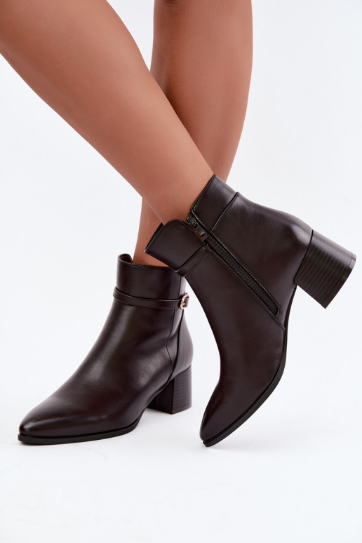 Damenstiefel mit Absätzen sich Zuarm laufen mit Schnallen Sergio Leone BT-33 CzekoladoZue