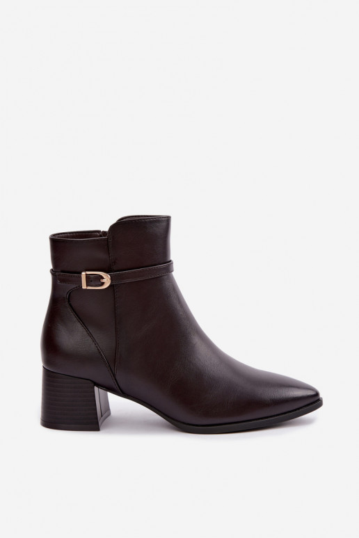 Damenstiefel mit Absätzen sich Zuarm laufen mit Schnallen Sergio Leone BT-33 CzekoladoZue