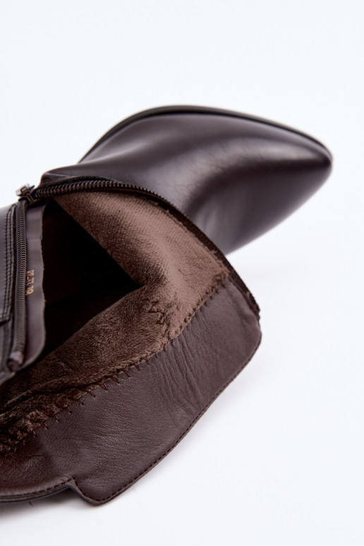 Damenstiefel mit Absätzen sich Zuarm laufen mit Schnallen Sergio Leone BT-33 CzekoladoZue