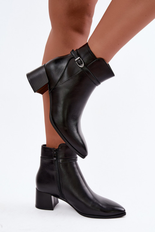 Damenstiefel mit Absätzen sich Zuarm laufen mit Schnallen Sergio Leone BT-33 schZuarze Farbe