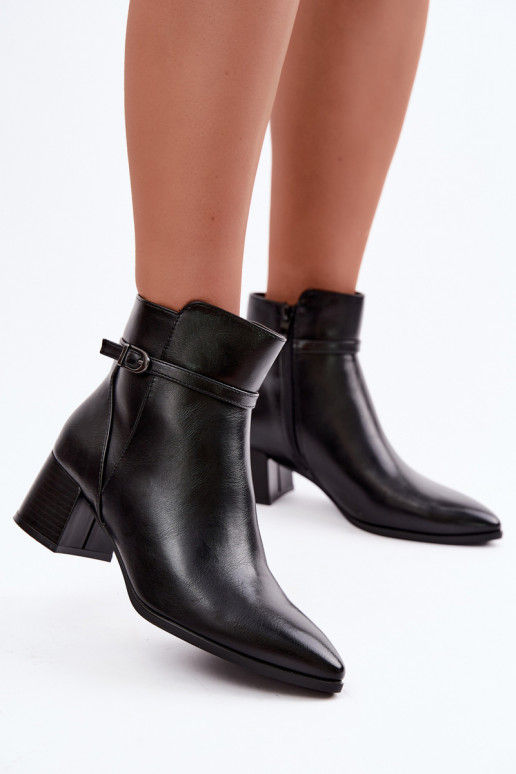 Damenstiefel mit Absätzen sich Zuarm laufen mit Schnallen Sergio Leone BT-33 schZuarze Farbe