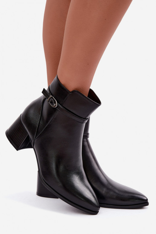 Damenstiefel mit Absätzen sich Zuarm laufen mit Schnallen Sergio Leone BT-33 schZuarze Farbe
