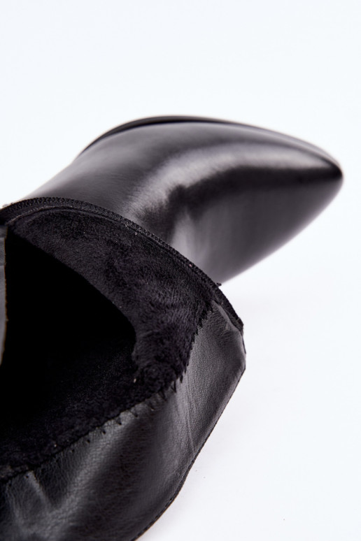 Damenstiefel mit Absätzen sich Zuarm laufen mit Schnallen Sergio Leone BT-33 schZuarze Farbe