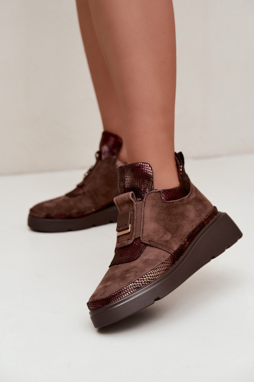 Braune Wildleder-Stiefel mit Plateau T.Sokolski KEN-J26-419