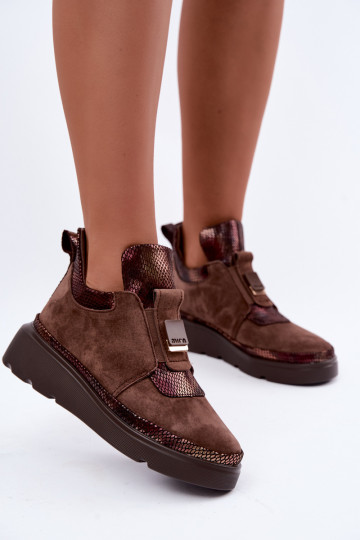 Braune Wildleder-Stiefel mit Plateau T.Sokolski KEN-J26-419 2