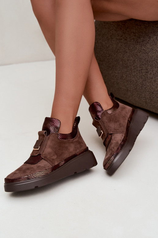 Braune Wildleder-Stiefel mit Plateau T.Sokolski KEN-J26-419