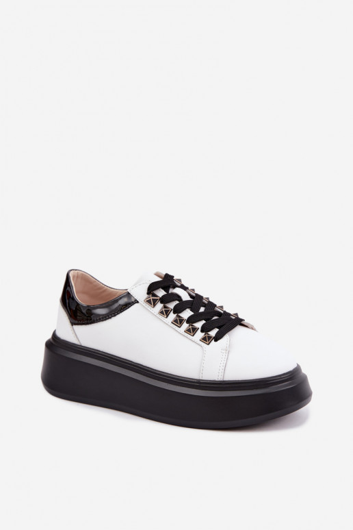 Schwarz-weiße Leder-Sneaker mit Nieten Artiker 55C0401