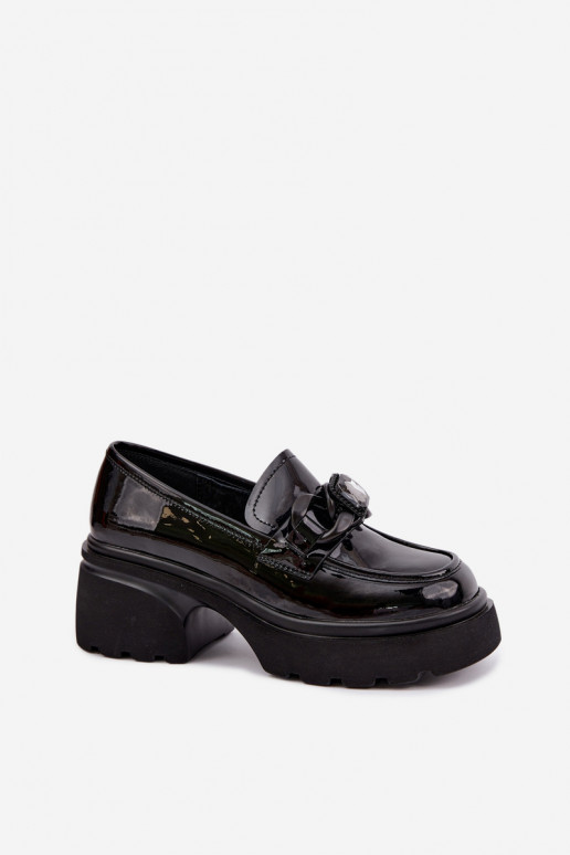 mit Lackeffekt Haut Schuhe mit Ornamenten Artiker 55C1069 schZuarze Farbe