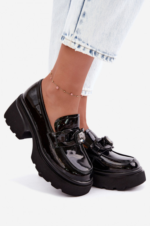 mit Lackeffekt Haut Schuhe mit Ornamenten Artiker 55C1069 schZuarze Farbe