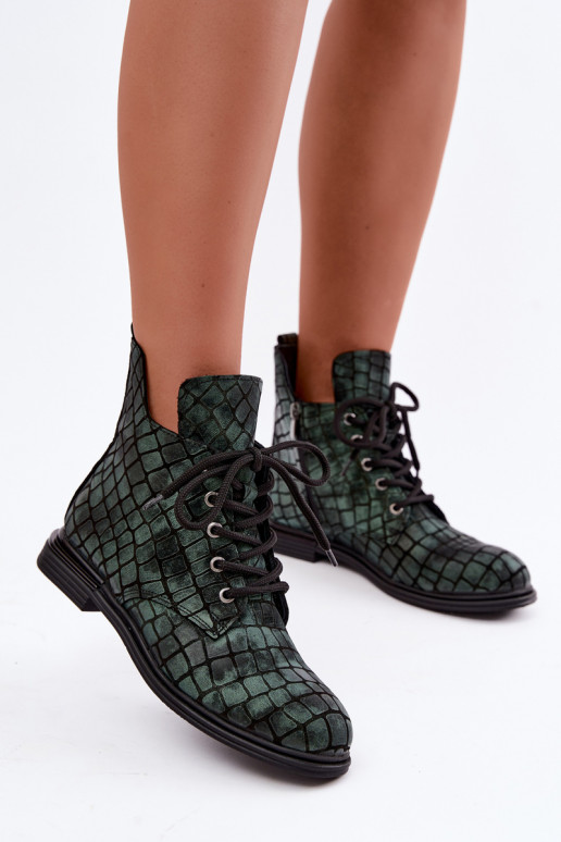 Haut Damenstiefel sich Zuarm laufen mit breiten Absätzen Artiker 55C1325 grüne Farbe