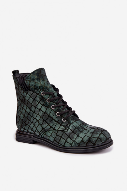 Haut Damenstiefel sich Zuarm laufen mit breiten Absätzen Artiker 55C1325 grüne Farbe