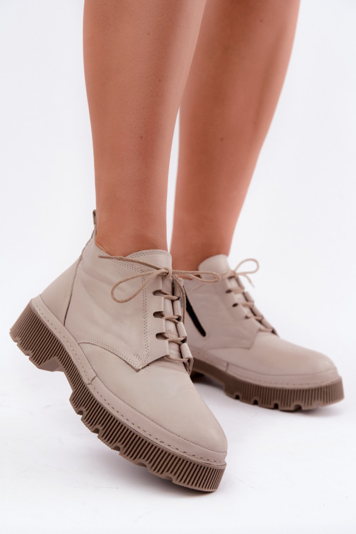 Graue Leder-Stiefeletten mit Plateau Artiker 57C2033