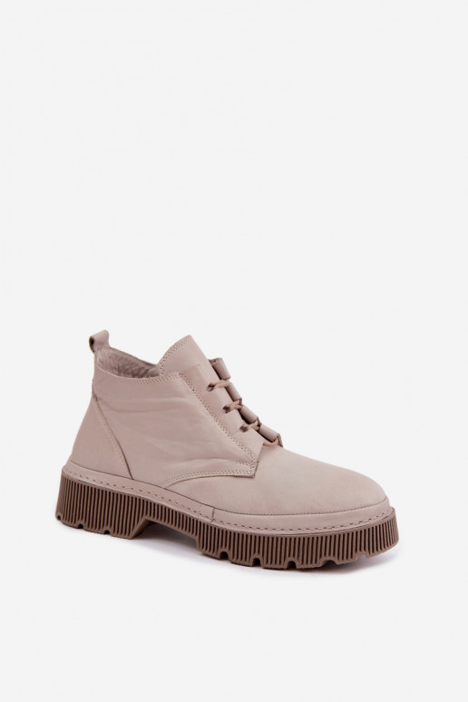 Graue Leder-Stiefeletten mit Plateau Artiker 57C2033