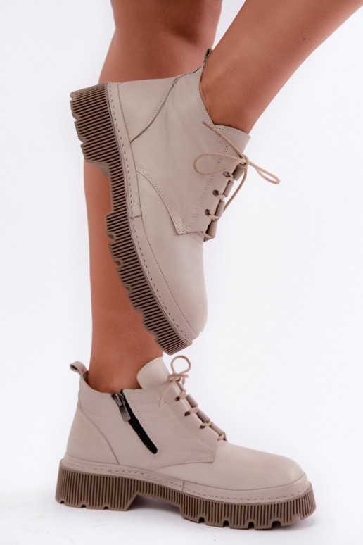 Graue Leder-Stiefeletten mit Plateau Artiker 57C2033