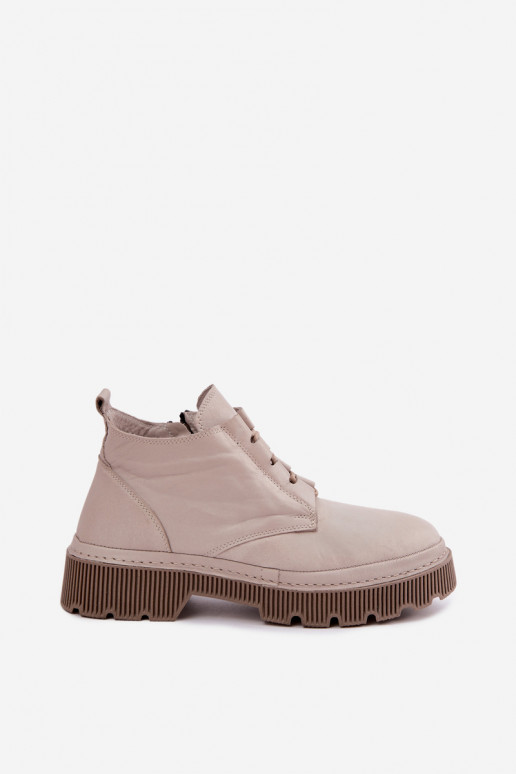 Graue Leder-Stiefeletten mit Plateau Artiker 57C2033