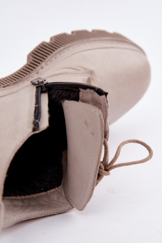 Graue Leder-Stiefeletten mit Plateau Artiker 57C2033