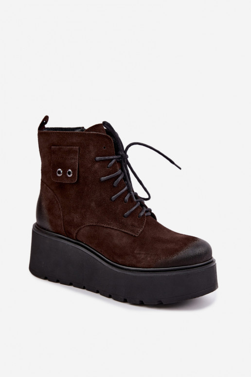 Zazoo 60499 aus INildleder Feminin Stiefel mit einer Plattform I Koturnie sich Zuarm laufen CzekoladoZue