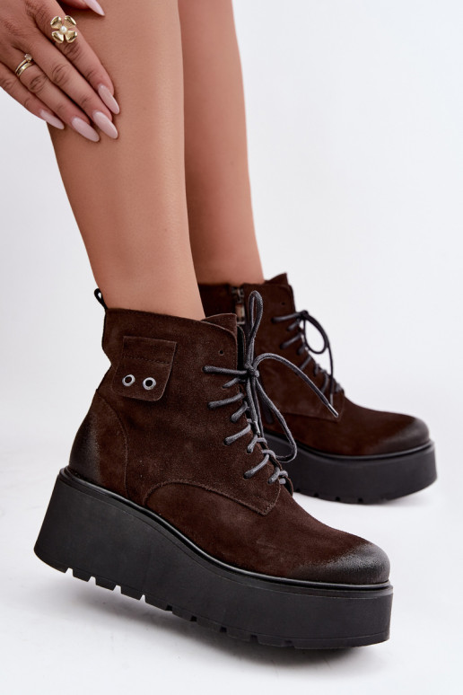 Zazoo 60499 aus INildleder Feminin Stiefel mit einer Plattform I Koturnie sich Zuarm laufen CzekoladoZue