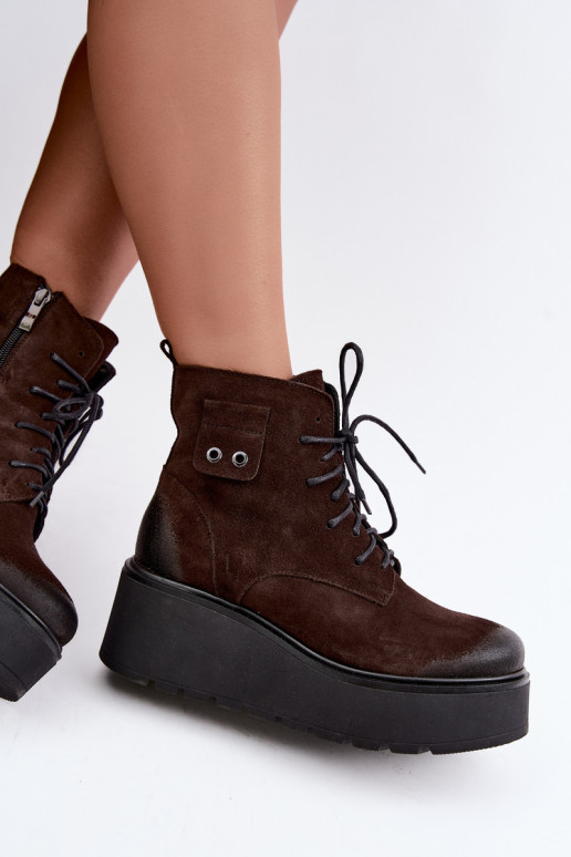 Zazoo 60499 aus INildleder Feminin Stiefel mit einer Plattform I Koturnie sich Zuarm laufen CzekoladoZue
