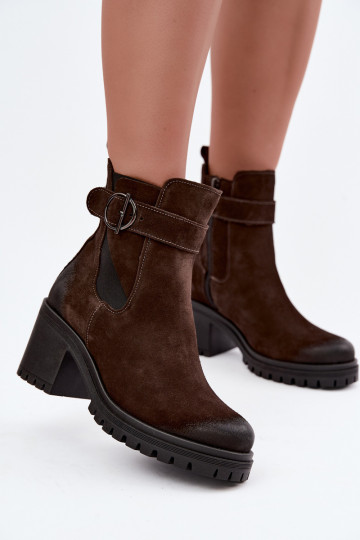 Damen Schuhe aus Kunstveloursleder mit Absatz Zazoo 60601 in Schokoladenfarbe 2