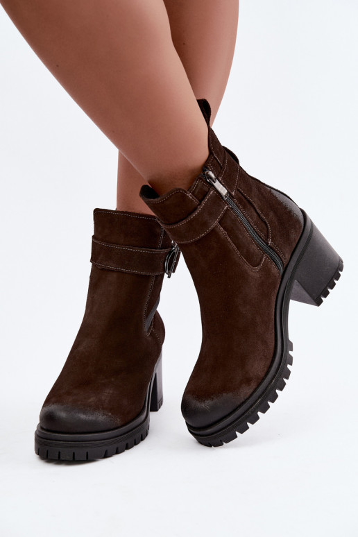 Haut INildlederschuhe Feminin mit Absätzen sich Zuarm laufen Zazoo 60601 CzekoladoZue