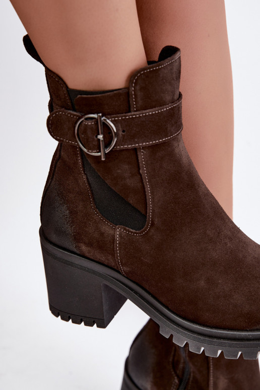 Haut INildlederschuhe Feminin mit Absätzen sich Zuarm laufen Zazoo 60601 CzekoladoZue