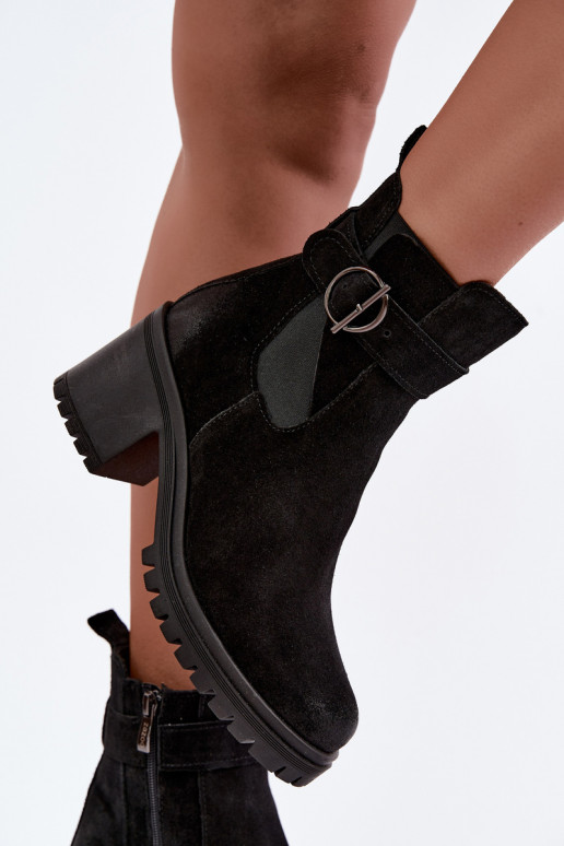 Haut INildlederschuhe Feminin mit Absätzen sich Zuarm laufen Zazoo 60601 schZuarze Farbe