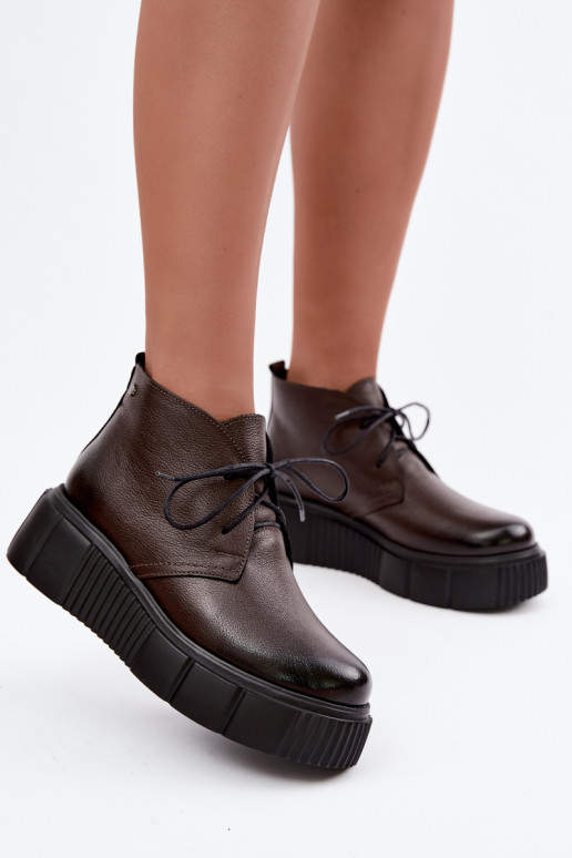 Damen warme Plattformschuhe Zazoo 60588 in Schokoladenfarbe