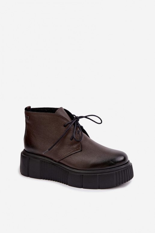 Haut Schuhe Feminin mit einer Plattform sich Zuarm laufen Zazoo 60588 CzekoladoZue