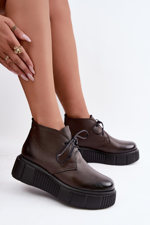 Damen warme Plattformschuhe Zazoo 60588 in Schokoladenfarbe