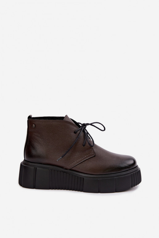 Haut Schuhe Feminin mit einer Plattform sich Zuarm laufen Zazoo 60588 CzekoladoZue