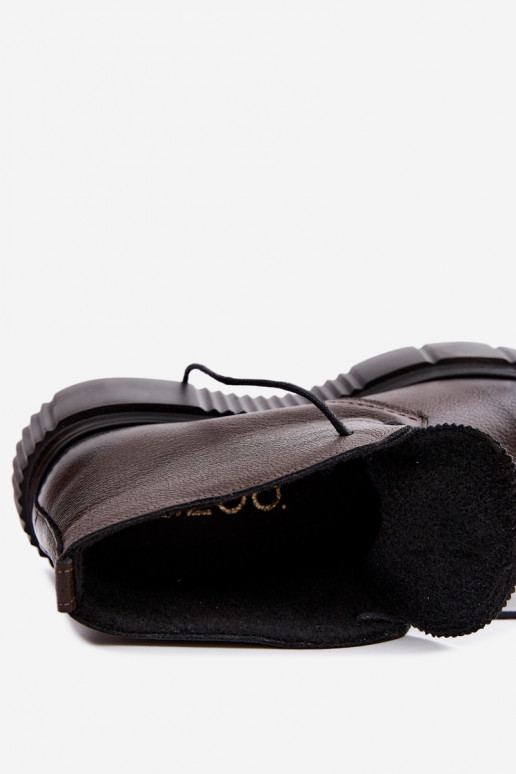 Haut Schuhe Feminin mit einer Plattform sich Zuarm laufen Zazoo 60588 CzekoladoZue