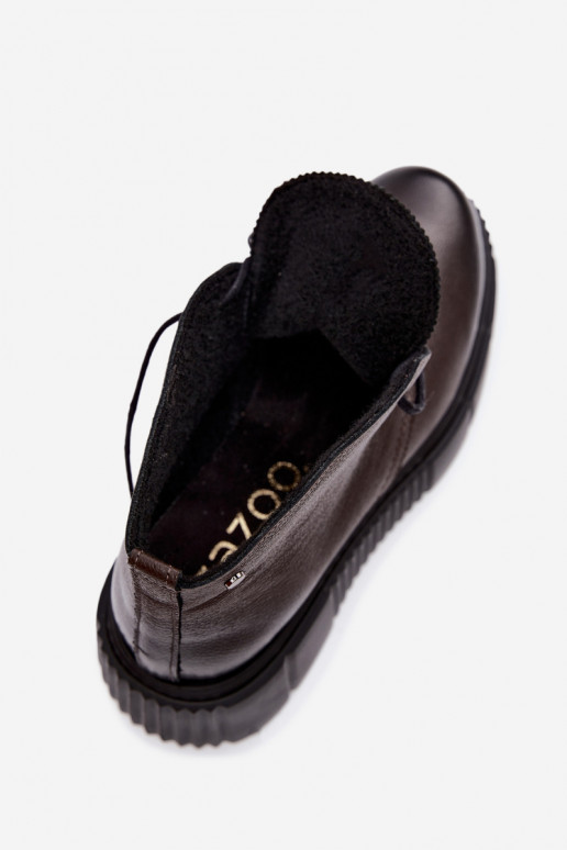 Damen warme Plattformschuhe Zazoo 60588 in Schokoladenfarbe