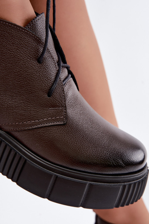 Haut Schuhe Feminin mit einer Plattform sich Zuarm laufen Zazoo 60588 CzekoladoZue