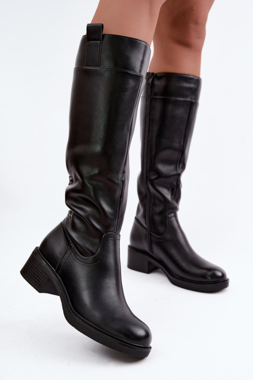 Stiefel Auf niedrigem Absatz sich Zuarm laufen Sergio Leone KZ-22 schZuarze Farbe
