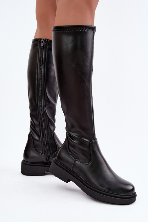 sich Zuarm laufen Damenstiefel mit breiten Absätzen Sergio Leone KZ-02 schZuarze Farbe