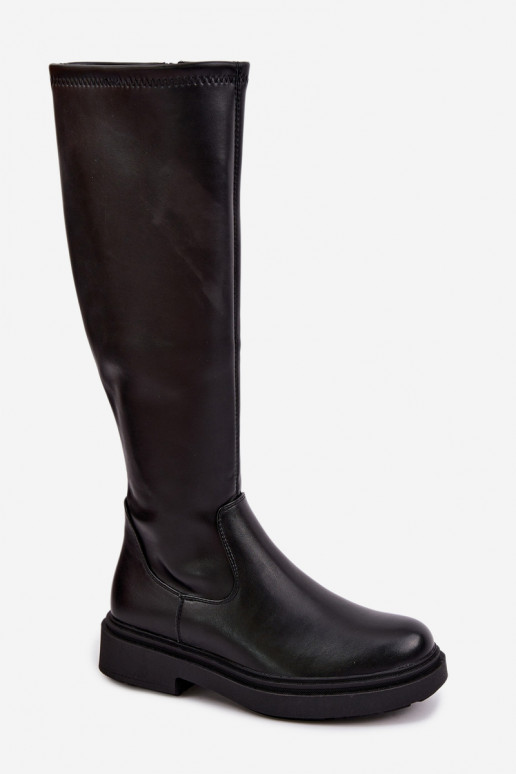 sich Zuarm laufen Damenstiefel mit breiten Absätzen Sergio Leone KZ-02 schZuarze Farbe